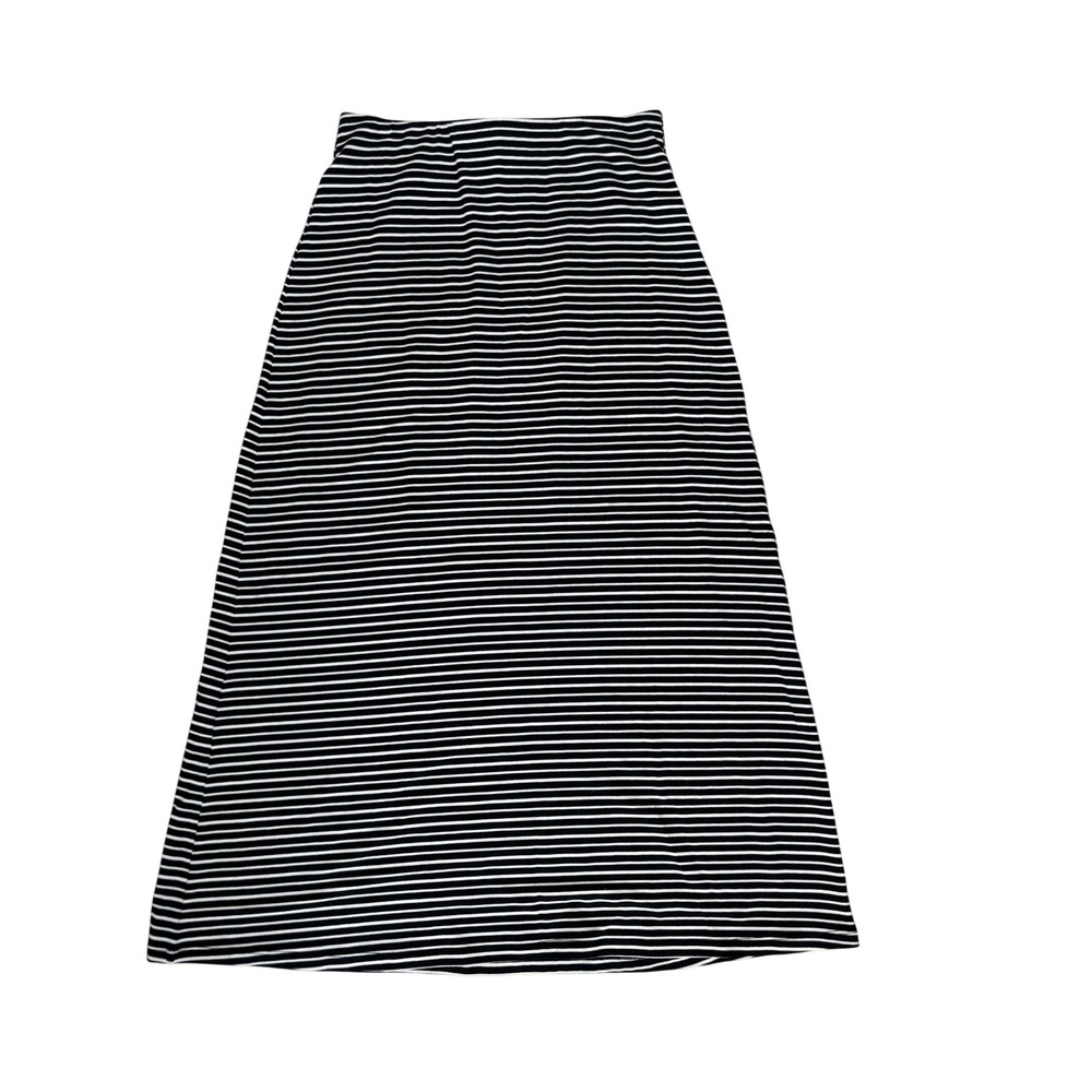 Ann Taylor Striped Maxi Skirt Pull On Casual Comfy‎ Black White SP